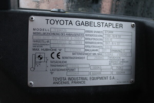 Toyota 7fbmf25 heftruck elektrische accu bj 2021 triplex sideshift lepelverstelling - Afbeelding 15
