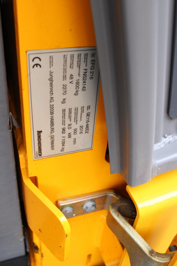 Jungheinrich EFG216 heftruck elektrische triplex freelift sideshift - Afbeelding 8