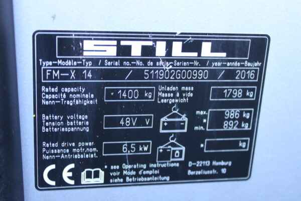 Still FM-X14 reachtruck elektrische triplex sideshift freelift - Afbeelding 9