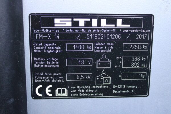 Still FM-X14 reachtruck elektrische triplex sideshift freelift - Afbeelding 13