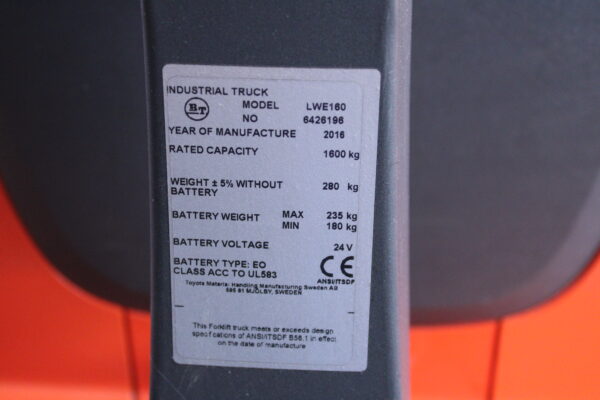 Toyota LWE160 palletwagen elektrische 350 uur - Afbeelding 7