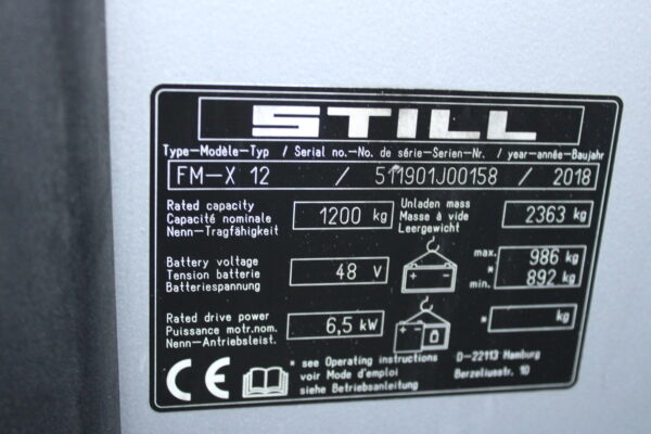 Still FM-X12 reachtruck elektrische triplex sideshift freelift - Afbeelding 15