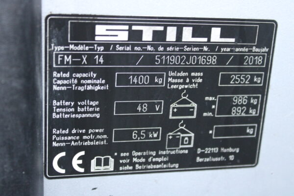 Still FM-X14 reachtruck elektrische triplex sideshift freelift - Afbeelding 12