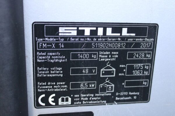 Still FM-X14 reachtruck elektrische triplex sideshift freelift - Afbeelding 14