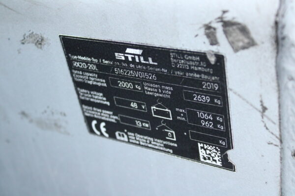 Still RX20 20L heftruck elektrische accu 90% lepelverstelling sideshift triplex - Afbeelding 15