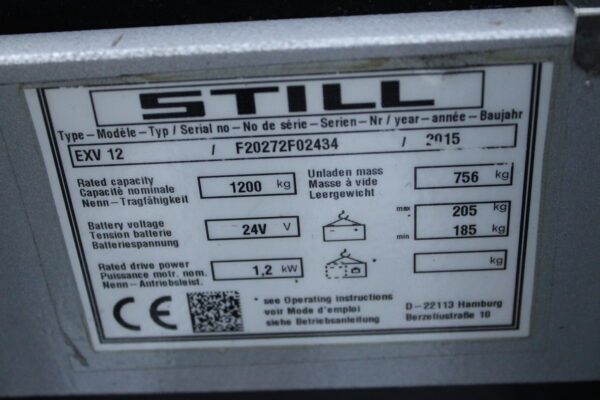 Still EXV12 stapelaar elektrische triplex 1617 uur - Afbeelding 11