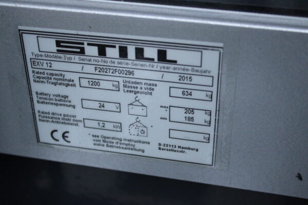 Still EXV12 stapelaar elektrische 1172 uur - Afbeelding 12