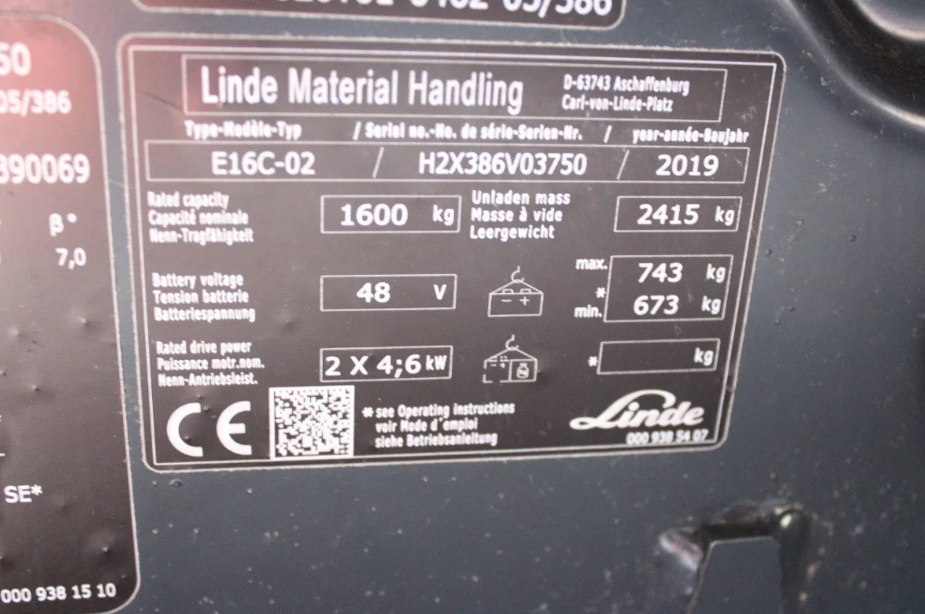 Linde E16 heftruck elektrische triplex sideshift lepelverstelling - Afbeelding 16