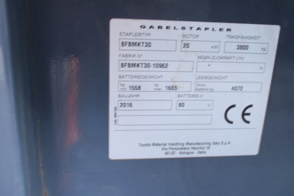 Toyota 8FBMKT30 heftruck elektrische triplex sideshift - Afbeelding 17